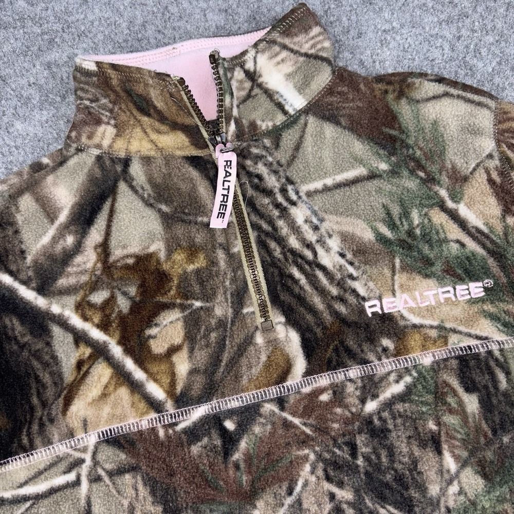 Realtree 1/4 Zip Hunting Jacket Girls Medium 8-10 Fleece Camo Pink Outdoors EUC